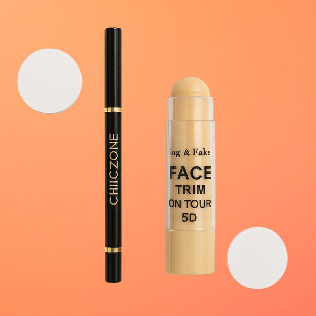 CHICZONE Eyeliner Pen + Face Trim 5D Contour Stick – 2-in-1 Makeup Kit