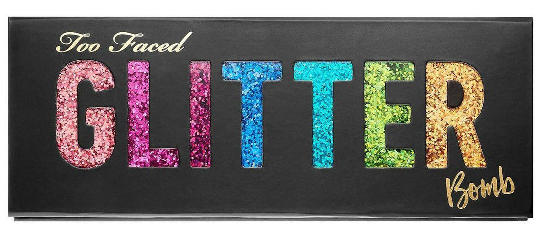 ✨ Too Faced Glitter Bomb Eyeshadow Palette – 8 Glitter Shades + 2 Base Shades
