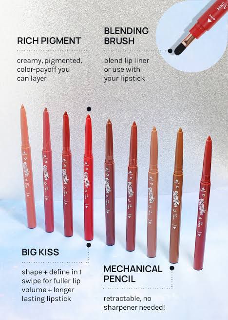 Dual-Ended Retractable Lip Liner – Long Lasting & Smooth Finish (Set of Shades)